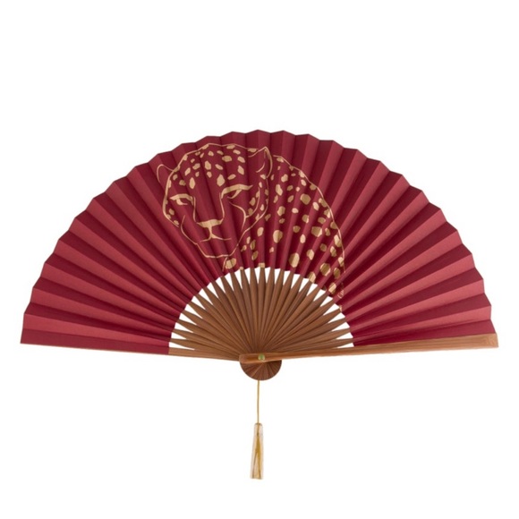 New Cartier Panthère Accordion Fan Art Gold Decorative Accents & Jade Handle - Picture 11 of 11